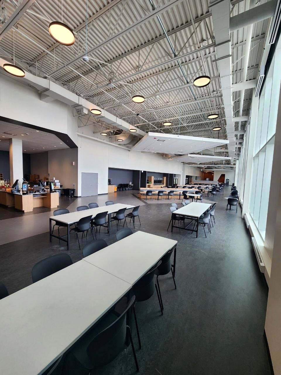 Finished institutional cafeteria space