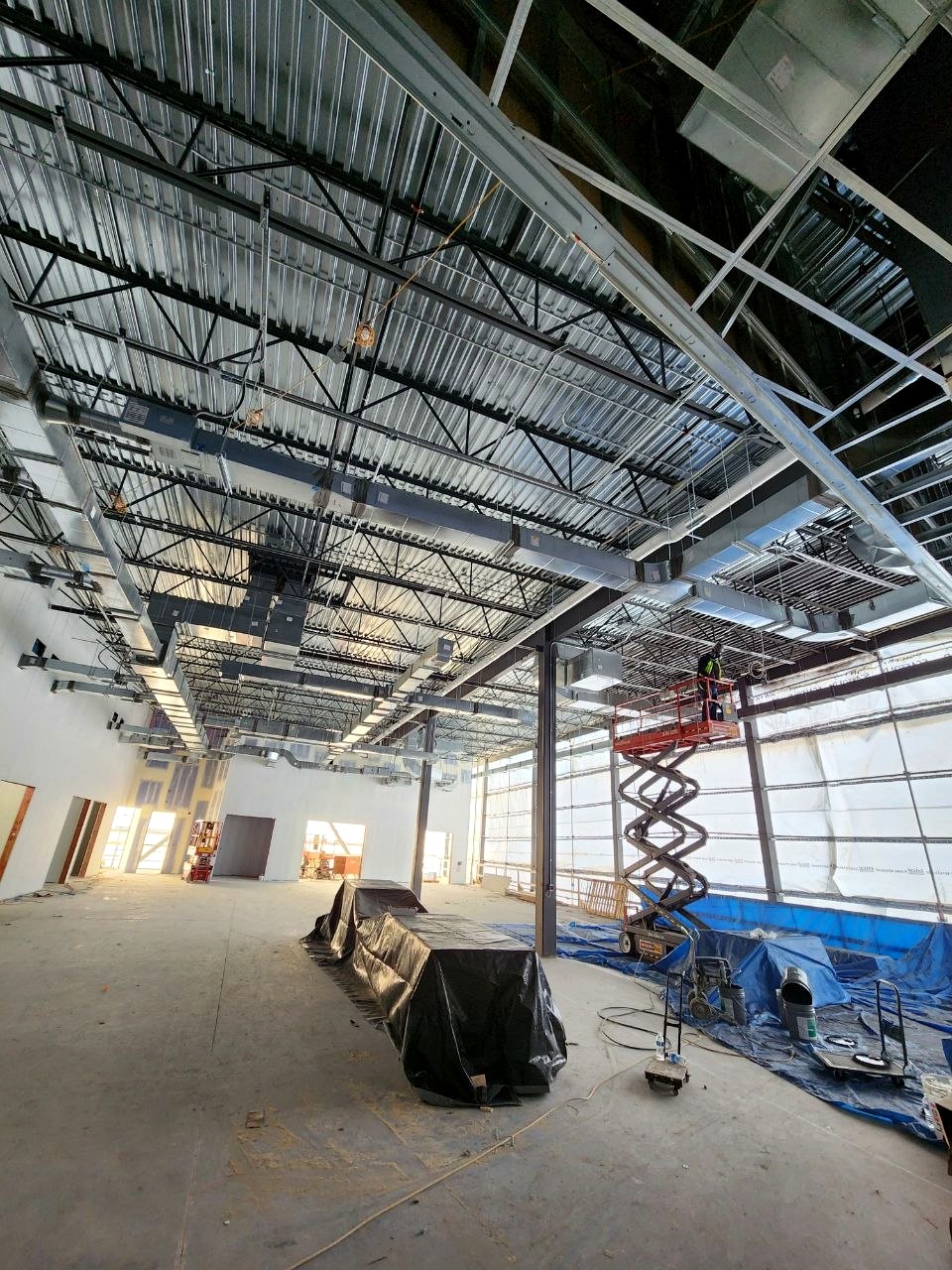 Industrial ceiling and structure during construction